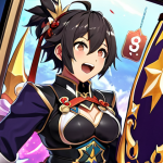 **

Gacha game "pity system" concept. A frustrated player is pulling a gacha banner, with a guaranteed 5-star character appearing after many failed attempts. Emphasize the relief and joy on the player's face after finally obtaining the desired character. Genshin Impact style.

**