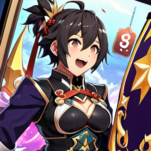 Home 4 **
Gacha game "pity system" concept. A frustrated player is pulling a gacha banner, with a guaranteed 5-star character appearing after many failed attempts. Emphasize the relief and joy on the player's face after finally obtaining the desired character. Genshin Impact style.
**